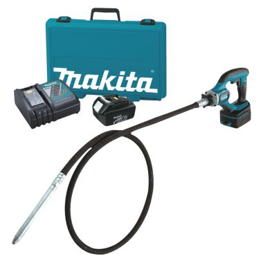 Click here to see Makita XRV02 Makita 18V LXT Lithium-Ion 8ft Cordless Concrete Vibrator Kit with 2-Pack 3.0Ah Battery, Charger, and Tool Bag - XRV02