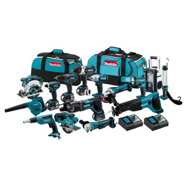 Click here to see Makita XT1500 Makita 18V LXT Lithium-Ion Cordless 15-Piece Combo Kit with 3.0Ah Batteries, Chargers, and Tool Bags - XT1500