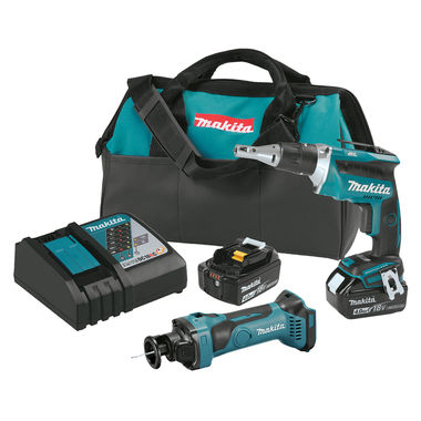 Click here to see Makita XT255MB Makita 18V LXT Lithium-Ion Cordless Cut-Out Tool and Screwdriver Combo Kit with 2-Pack 4.0Ah Battery, Charger, and Tool Bag - XT255MB