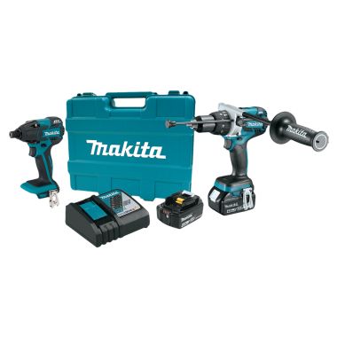Click here to see Makita XT257MB Makita 18V LXT Lithium-Ion Brushless Cordless Impact Driver and Hammer Driver-Drill Combo Kit (4.0Ah) - XT257MB