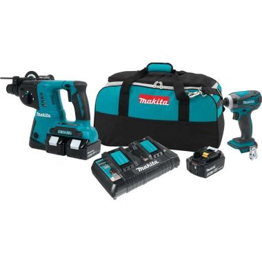 Click here to see Makita XT258PMB Makita 36V (18V X2) LXT Lithium-Ion Cordless Impact Driver and Combination Hammer Combo Kit (4.0Ah) - XT258PMB