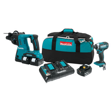 Click here to see Makita XT264PM Makita 18V LXT Lithium-Ion Cordless Impact Driver and Combination Hammer Combo Kit (4.0Ah) - XT264PM