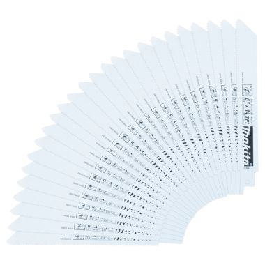 Click here to see Makita 723065-A-25 Makita 25-Pack 6in x 14TPI Bi-Metal Reciprocating Saw Blade for Metal Cutting - 723065-A-25