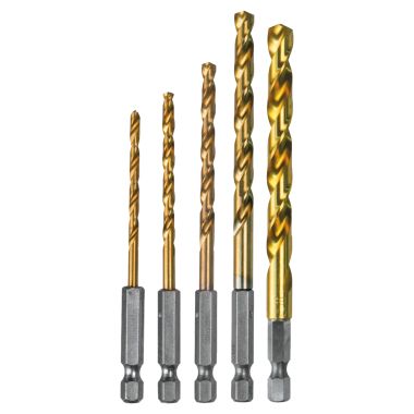 Click here to see Makita D-35318 Makita 5-Piece Titanium Coated Drill Bit Set, 1/4