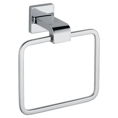 Click here to see Delta 77546 Delta Ara 7in Square Wall Mounted Towel Ring with Mounting Hardware, Chrome - 77546