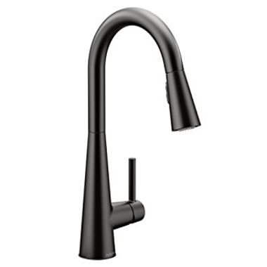 Click here to see Moen 7864BL Moen Sleek Single Handle High Arc Pull-Down Kitchen Faucet, Matte Black - 7864BL