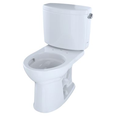 Click here to see Toto CST453CEFRG#01 TOTO Drake II Two-Piece Round 1.28 GPF Universal Height Toilet with CeFiONtect and Right-Hand Trip Lever, Cotton White - CST453CEFRG#01