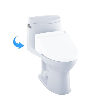 Click here to see Toto CST604CEFGT20#01 Toto UltraMax II WASHLET+ One-Piece Toilet Tank and Bowl, 1.28 GPF, Cotton White - CST604CEFGT20#01