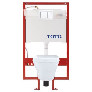 Click here to see Toto CWT437117MFG-3#01 TOTO MH Wall-Hung D-Shape Toilet w/ DuoFit In-Wall Tank, 0.9/1.28 GPF Dual-Flush, PEX Supply, Cotton White - CWT437117MFG-3#01