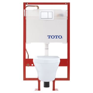Click here to see Toto CWT437117MFG-4#01 TOTO MH Wall-Hung D-Shape Toilet and DuoFit in-wall 0.9 GPF and 1.28 GPF Dual-Flush Tank System with Copper Supply, Cotton White - CWT437117MFG-4#01