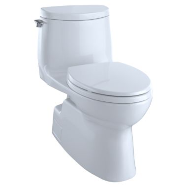 Click here to see Toto MS614114CUFG#01 TOTO Carlyle II 1G One-Piece Elongated 1.0 GPF Universal Height Skirted Toilet with CeFiONtect, Cotton White - MS614114CUFG#01