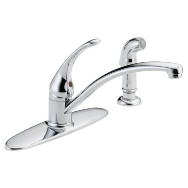 Click here to see Delta B4410LF Delta B4410LF Foundations Series Single Handle Kitchen Faucet w/ Spray (Chrome)