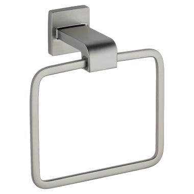 Click here to see Delta 77546-SS Delta Ara 7in Square Wall Mounted Towel Ring with Mounting Hardware, Stainless - 77546-SS