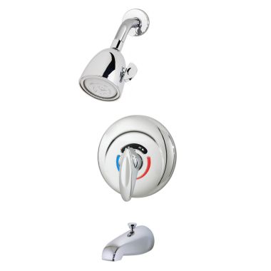 Click here to see Symmons 1-215-TRM Symmons Safetymix Tub/Shower Faucet, Trim Only, Two-Function Shower Head, Single Lever Handle, Diverter Tub Spout, Polished Chrome - 1-215-TRM