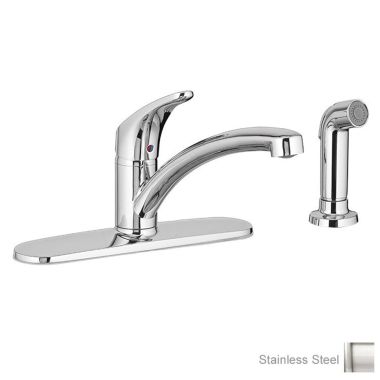 Click here to see American Standard 7074.040.075 American Standard Colony Pro Single-Handle Kitchen Faucet w/ Side Spray, Stainless Steel - 7074.040.075
