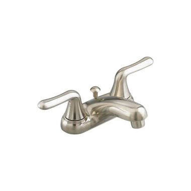 Click here to see American Standard 2275.505.295 American Standard Colony Soft Two-Handle Centerset Bathroom Faucet with Pop-Up Hole and Rod, 1.2 GPM, Less Drain, Brushed Nickel - 2275.505.295