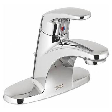 Click here to see American Standard 7075.056.002 American Standard Colony PRO Single Lever Handle Chrome Centerset Lavatory Faucet with Memory Position Valving, 0.5 GPM, Grid Drain, Less Pop-Up Hole and Rod - 7075.056.002