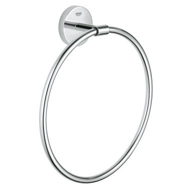 Click here to see Grohe 40460001 Grohe Bau Cosmopolitan Round Wall Mounted Towel Ring, Metal Constructions, StarLight Chrome - 40460001