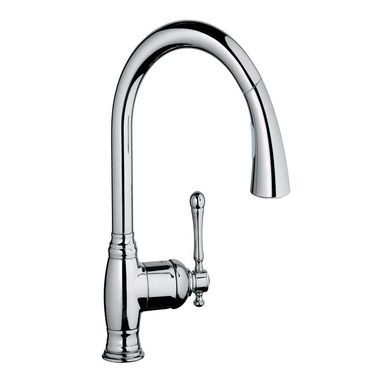 Click here to see Grohe 33870002 Grohe Bridgeford Single-Handle Pull-Down Kitchen Faucet, StarLight Chrome - 33870002