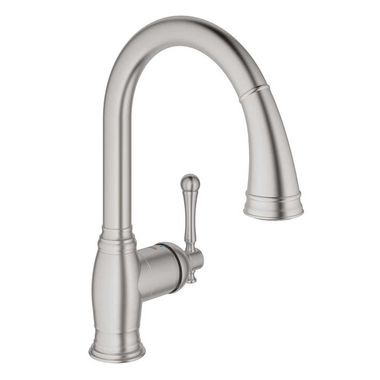 Click here to see Grohe 33870DC2 Grohe Bridgeford Single-Handle Pull-Down Kitchen Faucet, SuperSteel - 33870DC2