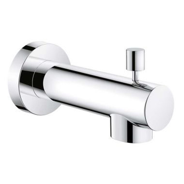 Click here to see Grohe 13366000 Grohe Concetto Diverter Tub Spout, Starlight Chrome Finish, 4-11/16in Spout Reach, Wall-Mounted Installation, 1/2in Copper Pipe Slip-Fit Connection - 13366000