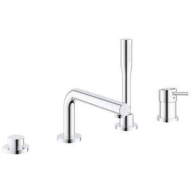 Click here to see Grohe 19576002 Grohe Concetto Single-Handle Diverter Roman Tub Faucet with Hand Shower, Four-Hole, Metal Lever Handle, StarLight Polished Chrome - 19576002