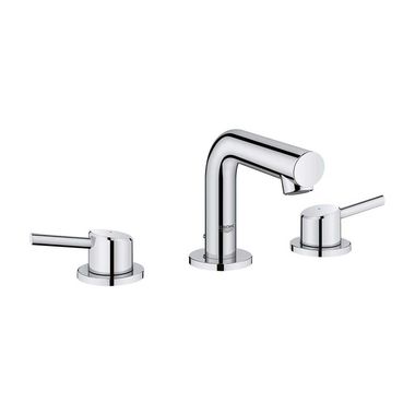Click here to see Grohe 20572001 Grohe Concetto S-Size Two-Handle Widespread StarLight Chrome Bathroom Faucet, 1.2 GPM, WaterSense, Lever Handles, Three-Holes - 20572001