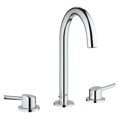 Click here to see Grohe 2021700A Grohe Concetto L-Size Two-Handle Widespread StarLight Chrome Vessel Bathroom Faucet, 1.2 GPM, WaterSense, Lever Handles, Three-Holes - 2021700A