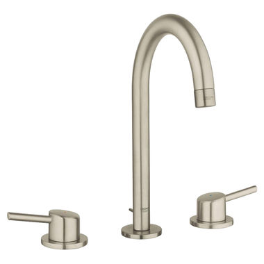 Click here to see Grohe 20217ENA Grohe Concetto L-Size Two-Handle Widespread Vessel Brushed Nickel Bathroom Faucet, 1.2 GPM, WaterSense, Lever Handles, Three-Holes - 20217ENA