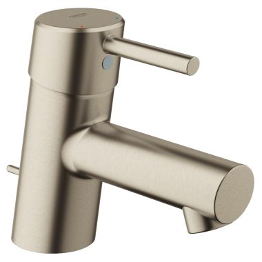Click here to see Grohe 34702EN1 GROHE Concetto One-Handle XS-Size Brushed Nickel Bathroom Faucet, 1.2 GPM, Lever Handle, WaterSense Certified, Brass Body - 34702EN1