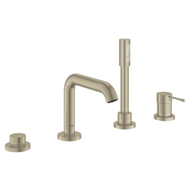 Click here to see Grohe 19578EN1 Grohe Essence Single-Handle Diverter Roman Tub Faucet with Hand Shower, Four-Hole, Metal Lever Handle, Brushed Nickel - 19578EN1