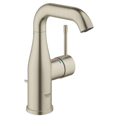 Click here to see Grohe 23485ENA Grohe Essence One-Handle M-Size Brushed Nickel Bathroom Faucet, 1.2 GPM, WaterSense Certified, SilkMove, Anti-Scald - 23485ENA
