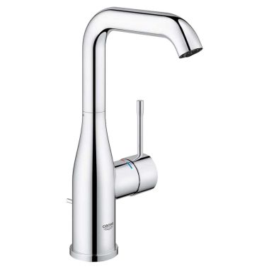 Click here to see Grohe 2348600A Grohe Essence Single-Handle L-Size Starlight Chrome Bathroom Faucet, 1.2 GPM, WaterSense Certified, SilkMove, Anti-Scald - 2348600A