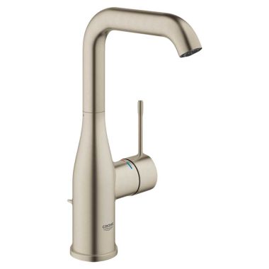 Click here to see Grohe 23486ENA Grohe Essence Single-Handle L-Size Brushed Nickel Bathroom Faucet, 1.2 GPM, WaterSense Certified, SilkMove, Anti-Scald - 23486ENA