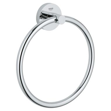 Click here to see Grohe 40365001 Grohe Essentials Bathroom Wall Mounted Towel Ring, Metal Constructions, StarLight Chrome - 40365001