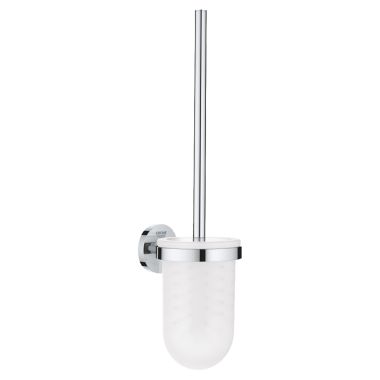 Click here to see Grohe 40374001 GROHE Essentials Round Toilet Brush with Wall Mount Holder, Long-Life Finish, StarLight Chrome - 40374001