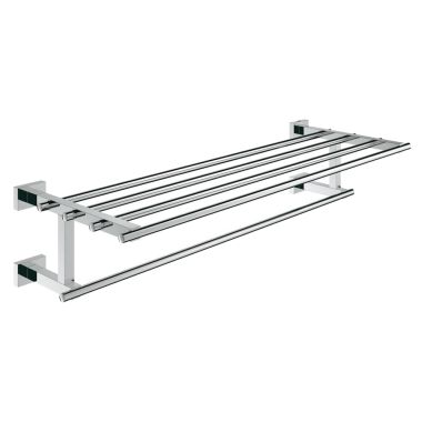 Click here to see Grohe 40512001 Grohe Essentials Cube Multi-Towel Rack with Towel Bar, Square, Starlight Chrome - 40512001