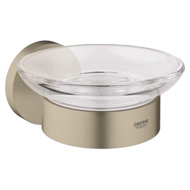 Click here to see Grohe 40444EN1 GROHE Essentials Round Glass Soap Dish with Metal Holder, Brushed Nickel - 40444EN1