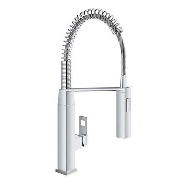 Click here to see Grohe 31401000 Grohe Eurocube Single-Handle Semi-Pro Kitchen Faucet, StarLight Chrome - 31401000