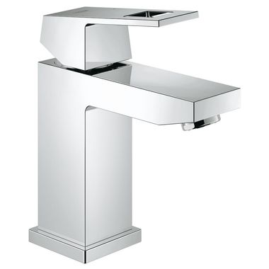 Click here to see Grohe 2313300A Grohe Eurocube Single Loop Handle S-Size StarLight Chrome Bathroom Faucet, 1.2 GPM, SilkMove, Solid Brass Body, QuickFix  - 2313300A