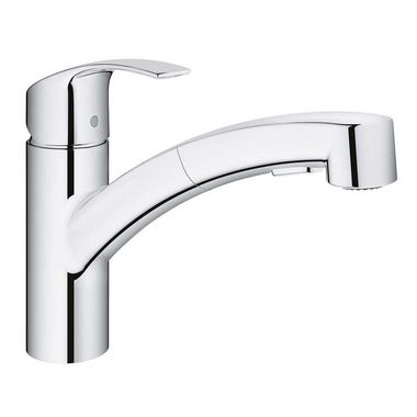 Click here to see Grohe 30306000 Grohe Eurosmart Single-Handle Pull-Out Kitchen Faucet, StarLight Chrome - 30306000