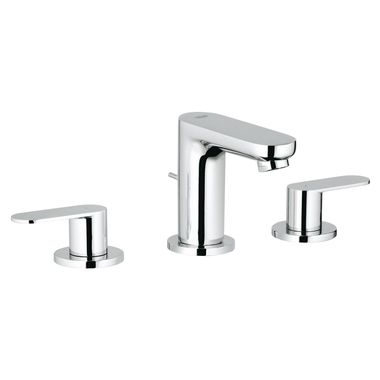 Click here to see Grohe 2019900A Grohe Eurosmart Cosmopolitan StarLight Chrome S-Size Two-Handle Widespread Bathroom Faucet, 1.2 GPM, WaterSense, Lever Handles, Three-Holes - 2019900A