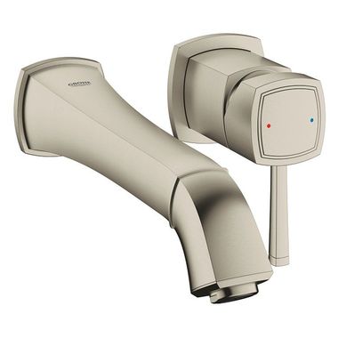 Click here to see Grohe 19931ENA Grohe 19931ENA  Grandera Two-hole Wall Mount Bathroom Faucet-M-Size, Brushed Nickel
