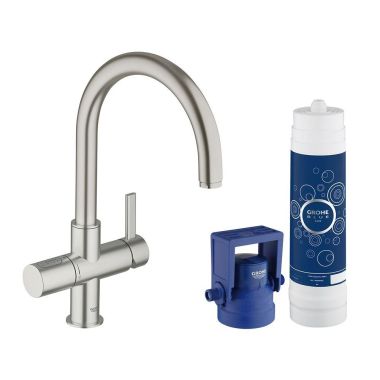 Click here to see Grohe 31312DC1 Grohe 31312DC1 Blue Pure Kitchen Faucet Starter Kit, SuperSteel Infinity