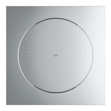 Click here to see Grohe 26471000 Grohe Rainshower F-Series 20in Spray Face Ceiling-Mount Showerhead, 1.75 GPM, Single-Spray Function, Metal, SpeedClean, StarLight Chrome - 26471000