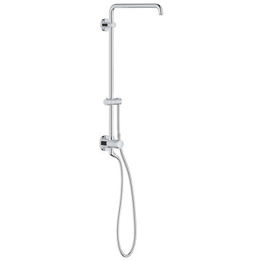 Click here to see Grohe 26485000 Grohe Retro-Fit 25in Wall-Mounted Diverter Shower System with 17-11/16in Arm and 59in Rotaflex Hose, Less Head, StarLight Chrome - 26485000