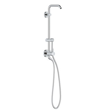 Click here to see Grohe 26488000 Grohe Retro-Fit 18in Wall-Mounted Diverter Shower System with Shower Arm and 59in Rotaflex Hose, StarLight Chrome - 26488000