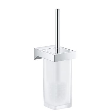 Click here to see Grohe 40857000 GROHE Selection Cube Square Toilet Brush with Wall Mount Holder, Long-Life Finish, Starlight Chrome - 40857000