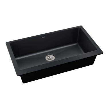 Click here to see Elkay ELXRUP3620CA0 Elkay Quartz Luxe Single Bowl Undermount Kitchen Sink with Perfect Drain, Caviar - ELXRUP3620CA0