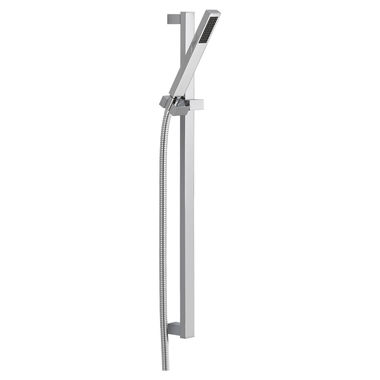 Click here to see Delta 57530 Delta Vero 1.75 GPM Premium Single-Setting Slide Bar Rectangular Handshower, WaterSense, Chrome - 57530